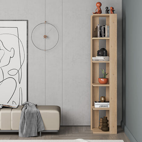 Decortie Nati Modern Corner Corner Bookcase Display Tall 161cm - Oak