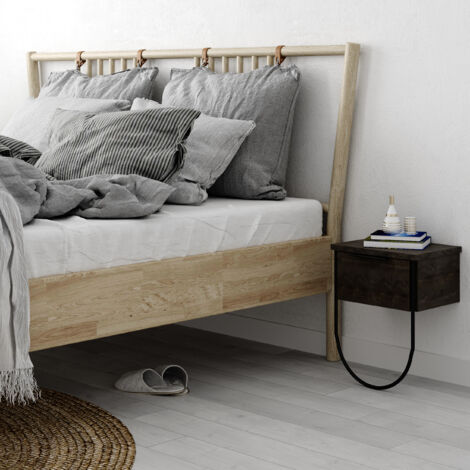 Decortie Norfolk Table de chevet moderne Café foncé Largeur 33cm Mobilier de chambre à coucher