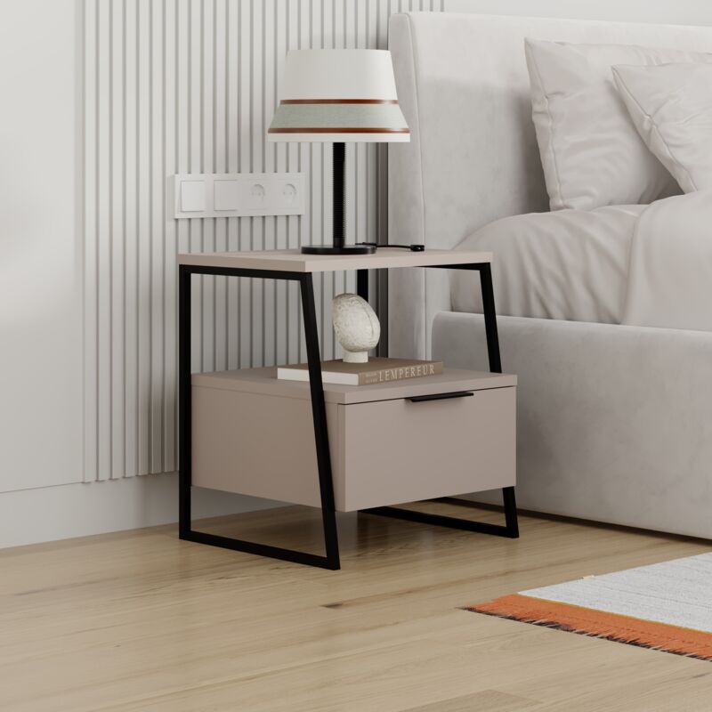 Decortie Pal Table de nuit moderne gris moka multi-usages Decortie Pal Table de nuit moderne gris moka multi-usages