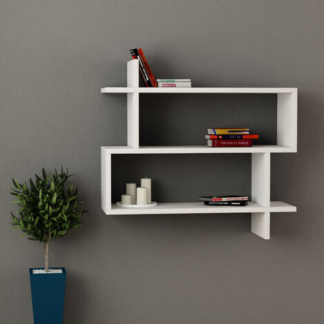 Decortie Paralel Wandregal Modernes Bücherregal Weiß B 70cm Medium