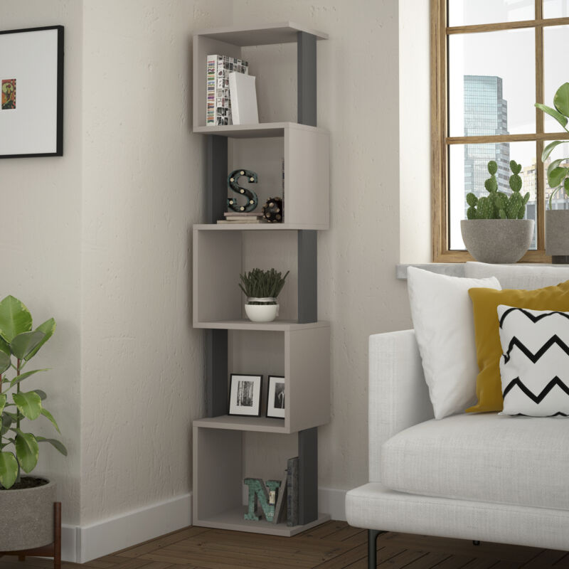 Decortie Piri Bibliothèque Moderne Présentoir Gris Mocha Gris Anthracite Grandeur 161cm Decortie Piri Bibliothèque Moderne Présentoir Gris Mocha Gris Anthracite Grandeur 161cm