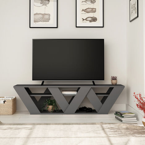 Decortie Ralla Moderner TV-Ständer Multimedia-Zentrum TV-Einheit Mit Regalen 158cm - Anthrazit Grau