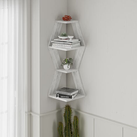 Decortie Sablor Modern Corner Shelf 86cm Narrow - Ancient White