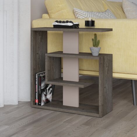 Decortie Saly Modern Side End Table Multipurpose With Creativeness  H 57cm 3 Tier - Dark Coffee / Mocha Grey