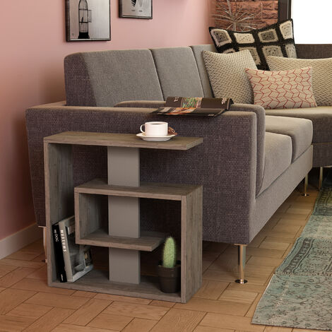 Decortie Saly Moderner Beistelltisch Dunkel KaffeeMokka Grau Mehrzweck mit Kreativität H 57cm 3 Etagen