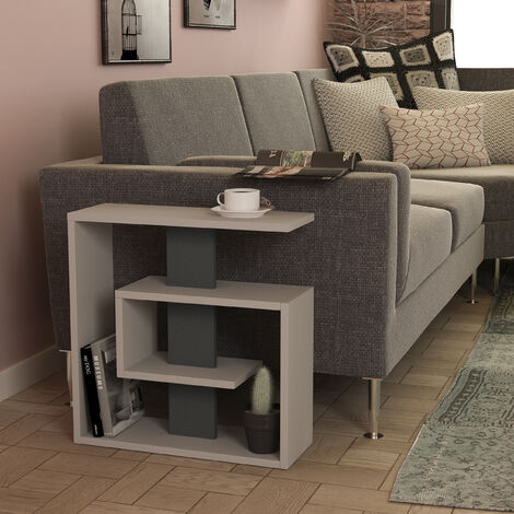 Decortie Saly Moderner Beistelltisch Mokka Grau Anthrazit Grau Mehrzweck mit Kreativität H 57cm 3 Etagen