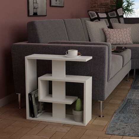 Decortie Saly Moderner Beistelltisch Weiß Mehrzweck mit Kreativität H 57cm 3 Etagen