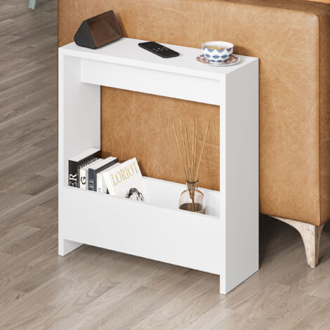 Decortie Simpi Table d'appoint moderne blanche multi-usages avec créativité H 60cm 2 étages
