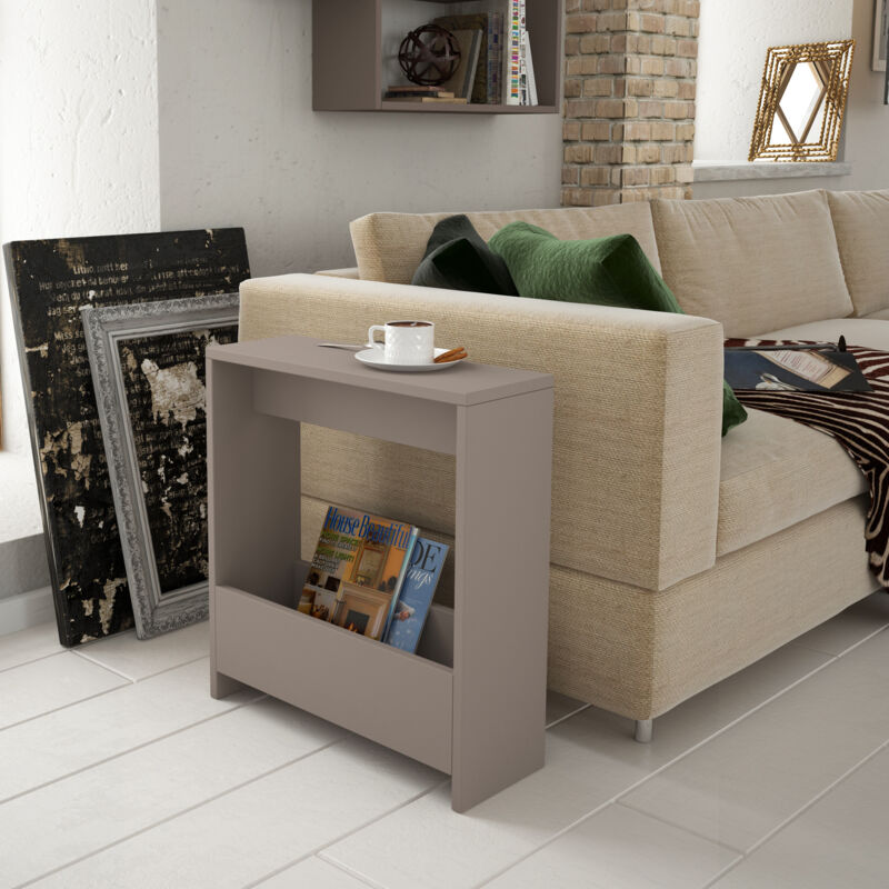 Decortie Simpi Table d'appoint moderne gris moka multi-usages avec créativité H 60cm 2 étages Decortie Simpi Table d'appoint moderne gris moka multi-usages avec créativité H 60cm 2 étages