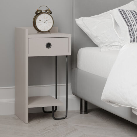 Decortie Sirius Table de chevet moderne avec 1 tiroir étagère ouverte module gauche gris moka largeur 32cm