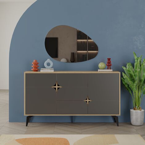 Decortie Spark Console Sideboard Display Unit - Oak / Anthracite Grey