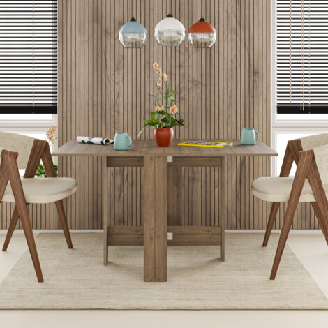 Decortie Table pliante moderne Artemio Table pliante rectangulaire en bois reconstitué 130(L)x76(P)x73.4(H)cm Cuisine, effet chêne foncé