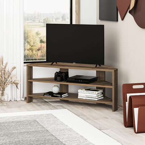 Decortie Thales Corner Modern TV Stand Multimedia Centre TV Unit Corner 110cm - Dark Oak Effect