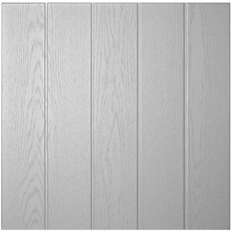 DECOSA Dalle de plafond ATHEN - polystyrène - effet bois - gris clair - 50 x 50 cm