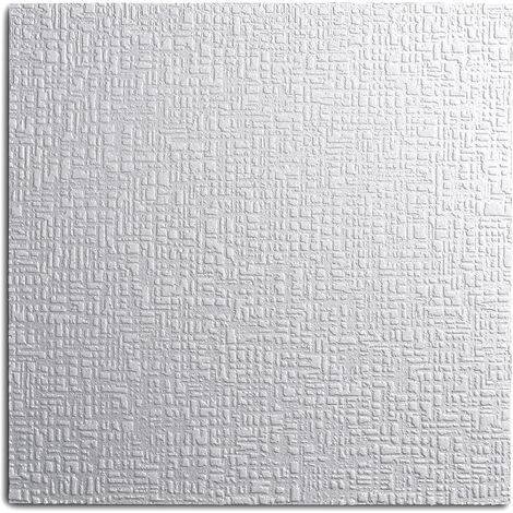 Decosa – Dalle de plafond 50 x 50 cm – Polystyrène blanc effet crépi – Lot de 8 sachets (16 m²) – Installation facile sans solvant