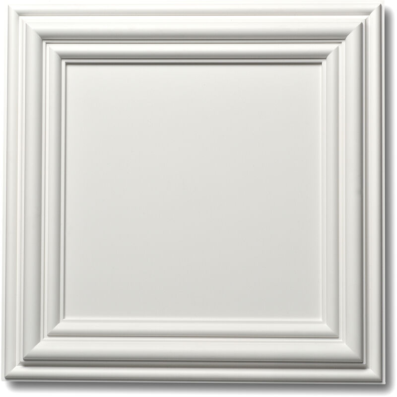 Decosa - Décor du mur prêt à poser Maureen - polyuréthanne - blanc - effet boiserie - 50 x 50 x 3 cm - 1 sachet (=0,25 m2)