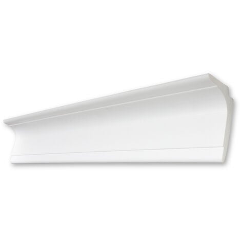 SAARPOR DECOSA Moulure multi-fonction L100 (Saskia) - pour ruban LED et cache-rideau - polystyrène - blanc - 60 x 100 mm - long. 2 m - 5 pces (=10 m)