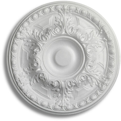 Decosa – Rosace Emilia Ø 48 cm – Moulure en polystyrène blanc – Décoration moderne pour plafond – Facile à poser – 1 pièce