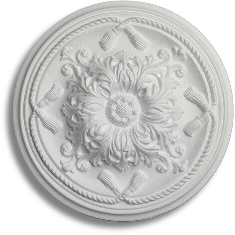 Decosa – Rosace Esmeralda Ø 45 cm – Moulure en polystyrène blanc – Pour lustre et chandelier – Installation facile