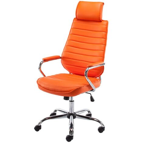 Décoshop26 – Fauteuil de bureau à roulettes synthétique orange – Hauteur réglable 117-128 cm – Largeur 59 cm – Hauteur d'assise 46-57 cm – BUR10008