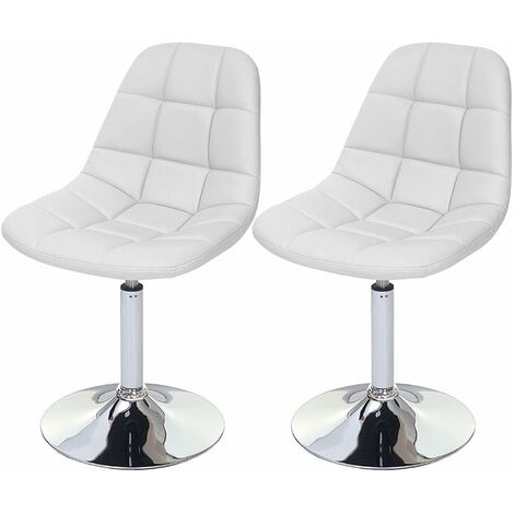 Décoshop26 – Lot de 2 chaises de salle à manger pivotantes en synthétique blanc – Pied chromé – Hauteur 84 cm – Hauteur d'assise 46 cm – CDS04425