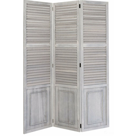 Décoshop26 – Paravent 3 panneaux gris en bois 120x170cm – Charnières flexibles – Pliable pour délimitation d'espaces – PAR06026