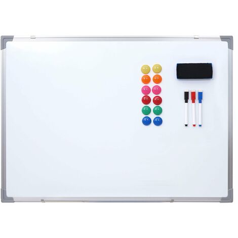Décoshop26 – Tableau blanc magnétique 60x45cm – Panneau d'affichage avec accessoires – 3 stylos, 1 gomme, 12 aimants – 40005119