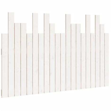Décoshop26 – Tête de lit murale en bois de pin massif blanc 127,5 x 3 x 80 cm – Design rustique pour lit sans tête – TDL0202729