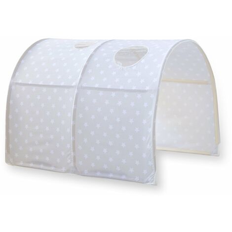 Décoshop26 – Tunnel pour lit enfant superposé gris avec étoiles – Dimensions 90x70x100cm – 100% coton – APE06048