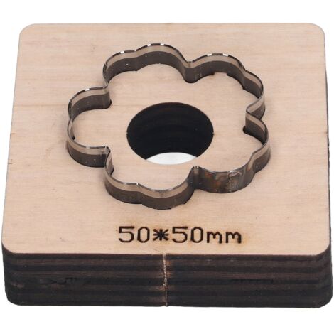 Découpe en forme de fleur en acier allié, poinçon de gaufrage pour cuir avec support en bois