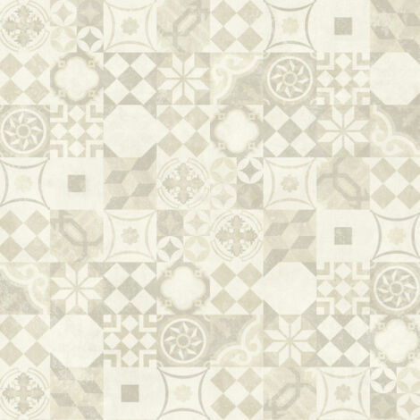 Décoweb – Dalle sol PVC clipsable 61x30,5cm – Carreaux ciment beige clair – Pose flottante sans colle – Pack de 1,49 m²