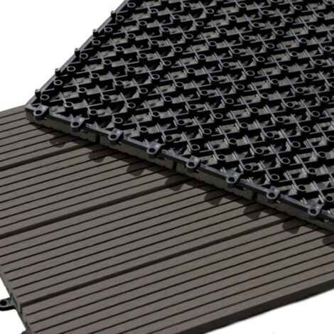 Décoweb – Dalle terrasse bois composite clipsable 30x60cm – Lot de 6 dalles – Imputrescibles et antidérapantes – Pour pose rapide extérieure