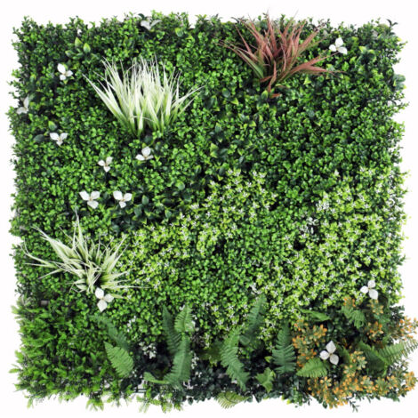 Décoweb – Mur végétal synthétique 1 m² – Prairie – Composition polyéthylène – Résistance au vent 150 km/h – Garantie UV 8 ans intérieur