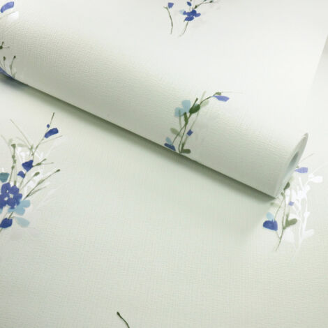 Décoweb – Papier peint vinyle expansé sur intissé – Aquarelle fleurs bleues – 53 cm x 10,05 m – Résistant à l'humidité et lessivable