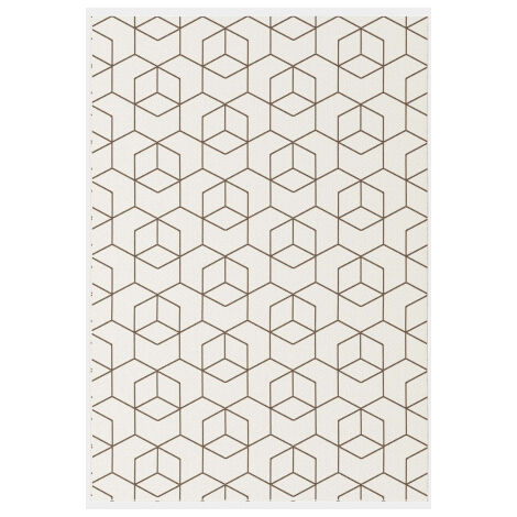 Décoweb – Tapis graphique cubes 3D crème – Résistant à l'eau et aux UV – 120 x 170 cm – Tissage imitation sisal pour intérieur et extérieur