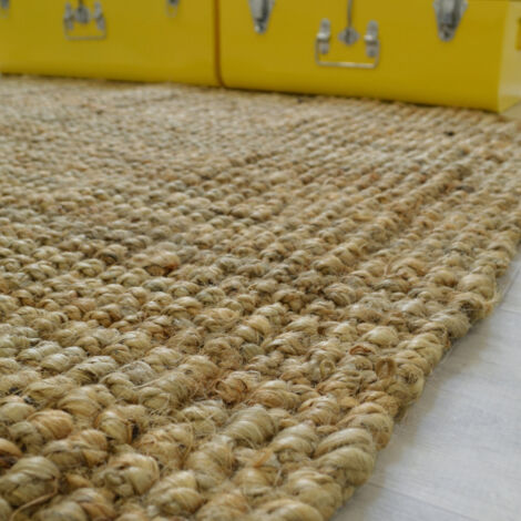 Décoweb – Tapis kilim en jute naturel 160x220 cm – Épaisseur 11 mm – Style bohème pour décoration écologique – Poids 4 kg/m²