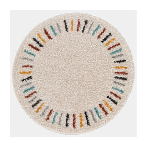 Décoweb – Tapis rond berbère pour chambre d'enfant – Ø 160 cm – Épaisseur 30 mm – 100% polypropylène – Compatible chauffage au sol