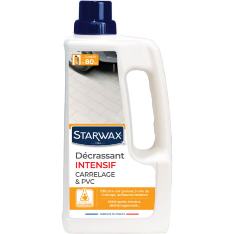Starwax – Décrassant concentré pour sols carrelés 1L – Élimine crasse, graisse et huile – Pour carrelages poreux et non poreux – Prêt à l'emploi