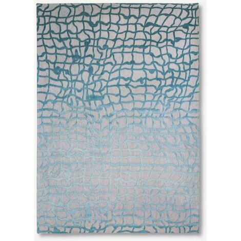 DEDALO DESIGN – MAD MEN CONTEMPORARY TEPPICH – Hergestellt in Belgien – Mechanisches Jacquard-Flachgewebe – Handveredelt – Natürliches Anti-Rutsch – 100 % Polyester – Marineblau – 230 x 330 cm