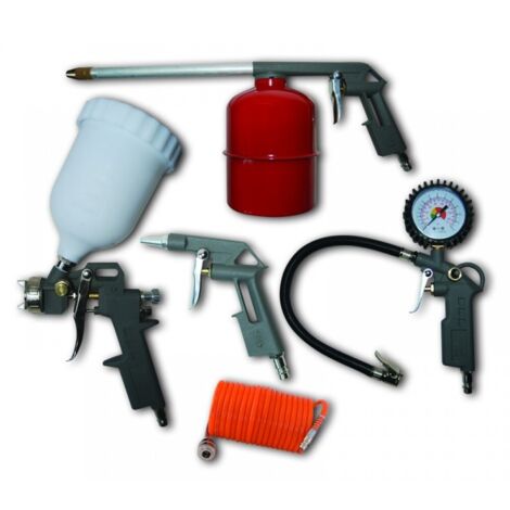 DEDRA 5er-Set Druckluftzubehör – Lackierpistole, Tank
