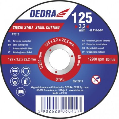 DEDRA - Disco de corte de acero 230x3,0x22,2 mm - convexo