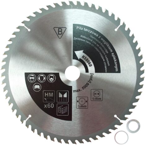 DEDRA H45060 LAME DE SCIE CIRCULAIRE EN ACIER AVEC BAGUE DE RÉDUCTION 30/25 MM ET 30/20 MM 450 X 60 X 30 MM