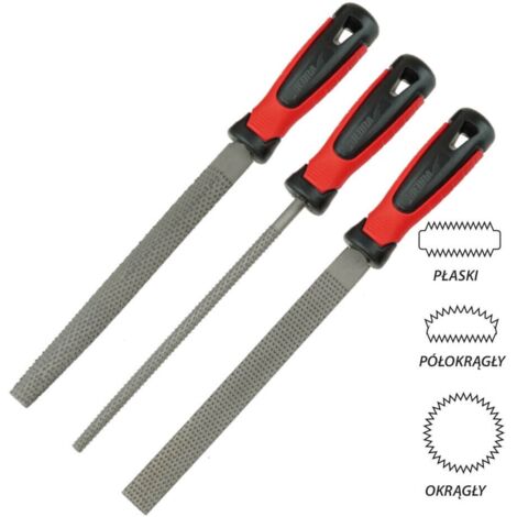 DEDRA - Juego de escofinas para madera 200mm - planas, semicirculares, redondas