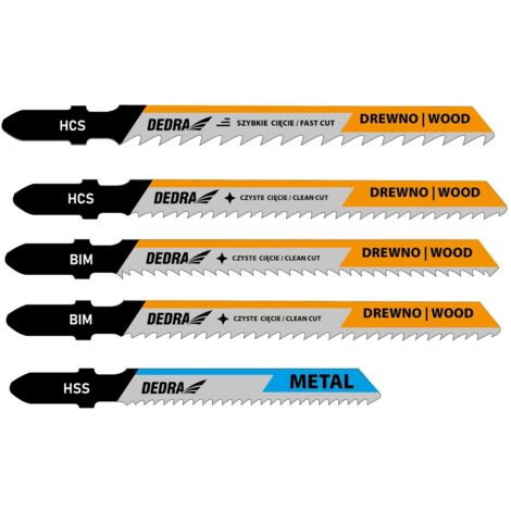 DEDRA - Lames de scie sauteuse : lot de 5 - BIM et HCS