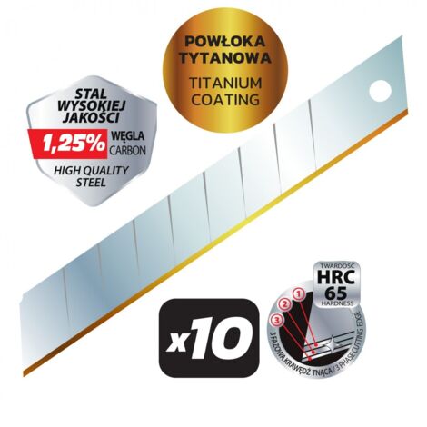 DEDRA - Lames sécables de précision 18 mm, 10 pièces - Revêtement titane