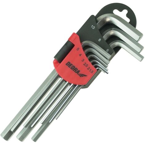 DEDRA Lange CrV-Sechskantschlüssel 1,5–10 mm – 9-tlg. Set.