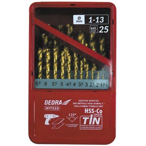 DEDRA - Punte HSS-Cobalto 25 pz, 135°, 1,5-13mm