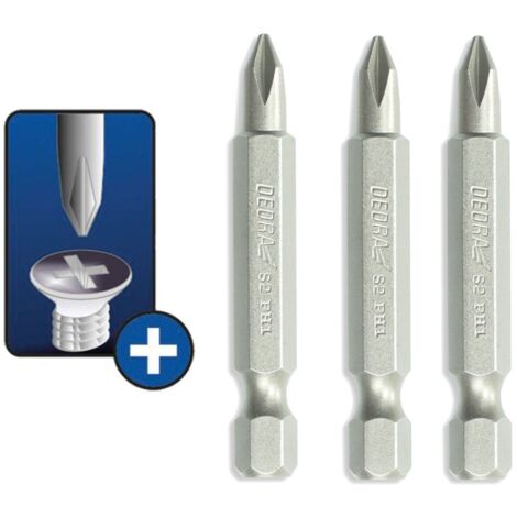 DEDRA - Punte per cacciavite PH2x50mm - 3 pezzi - set