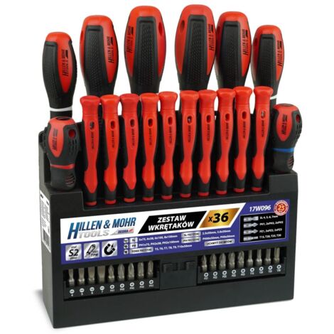 DEDRA - Set di 36 cacciaviti e punte con supporto - utensile professionale