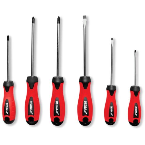 DEDRA - Set mit 6 CrV-Schraubendrehern, magnetischen Spitzen, ergonomischen Griffen
